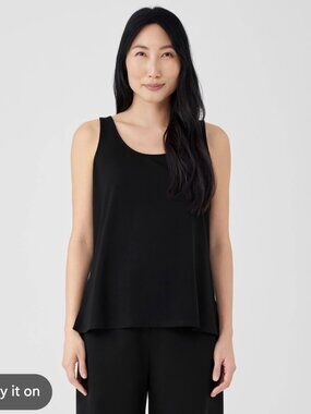 Eileen Fisher Size XL Black Sleeveless Stretch Shell